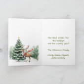 Stijlvolle goed geklede Waterverf rendier tree aut Kaart (Binnen)