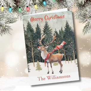 Stijlvolle goed geklede Waterverf rendier tree aut Kaart