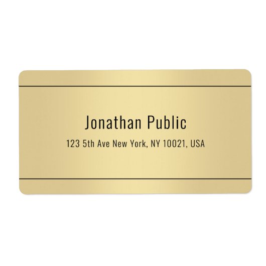 Stijlvolle Gold Background Simple Design Sjabloon Etiket (Voorkant)
