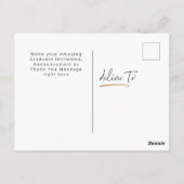 Stijlvolle Gold Black Afstuderen Uitnodiging Brief (Achterkant)