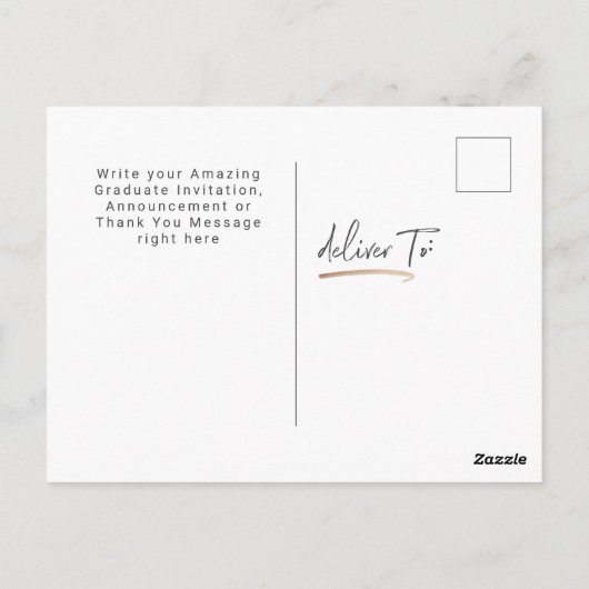 Stijlvolle Gold Black Afstuderen Uitnodiging Brief (Achterkant)