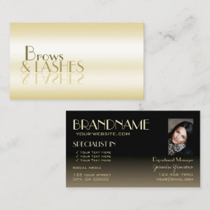 Stijlvolle Gold Black Chic Mirror letters met foto Visitekaartje