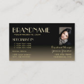 Stijlvolle Gold Black Chic Mirror letters met foto Visitekaartje (Achterkant)