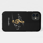 Stijlvolle Gold Black Music Clef op maat Case-Mate iPhone Case (Achterkant (horizontaal))
