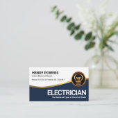 Stijlvolle Gold Blue Wave Gold Bulb-elektricien Visitekaartje (Staand voorkant)