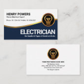 Stijlvolle Gold Blue Wave Gold Bulb-elektricien Visitekaartje (Voorkant / Achterkant)