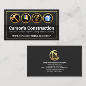 Stijlvolle Gold Border Construction Handyman Tools Visitekaartje (Voorkant / Achterkant)