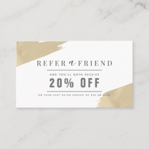 Stijlvolle Gold Brush Strokes Hair Salon Referral Visitekaartje