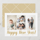 Stijlvolle Gold Collage Foto Nieuwjaarskaart Feestdagenkaart (Voorkant / Achterkant)