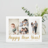 Stijlvolle Gold Collage Foto Nieuwjaarskaart Feestdagenkaart (Staand voorkant)