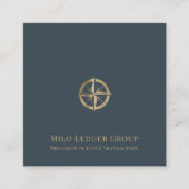 Stijlvolle Gold Compass Logo Vierkante Visitekaartje (Voorkant)