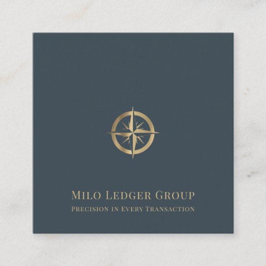 Stijlvolle Gold Compass Logo Vierkante Visitekaartje (Voorkant)