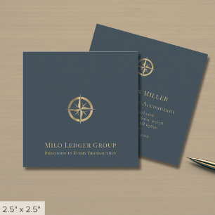Stijlvolle Gold Compass Logo Vierkante Visitekaartje