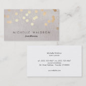 Stijlvolle Gold Confetti Event Planner Taupe Linen Visitekaartje (Voorkant / Achterkant)