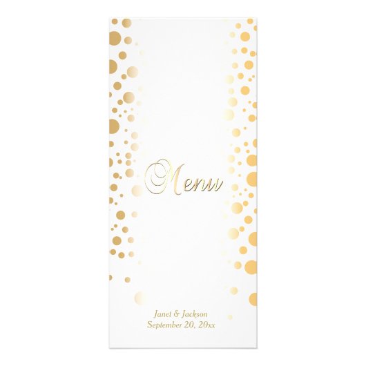 Stijlvolle Gold Confetti Stippen | Menu Weddenscha (Voorkant)