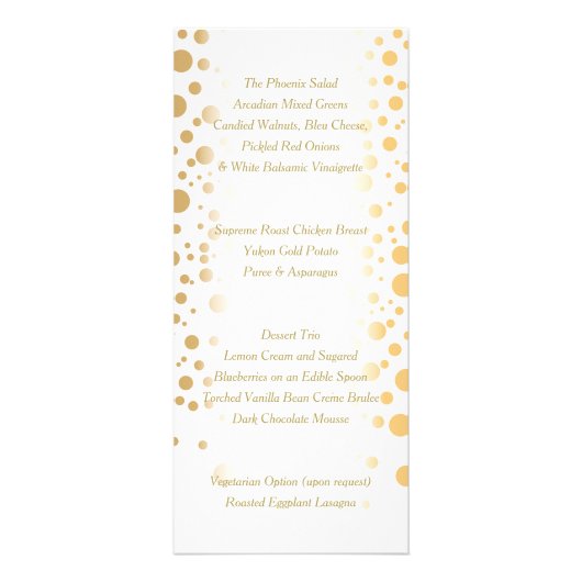 Stijlvolle Gold Confetti Stippen | Menu Weddenscha (Achterkant)