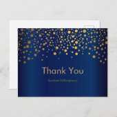 Stijlvolle Gold Confetti Stippen | Navy Blue Briefkaart (Voorkant / Achterkant)