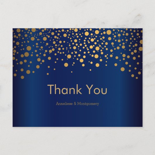 Stijlvolle Gold Confetti Stippen | Navy Blue Briefkaart (Voorkant)
