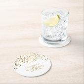 Stijlvolle Gold Confetti Stippen op wit Ronde Kartonnen Onderzetter (Insitu)