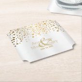 Stijlvolle Gold Confetti Stippen op witte plaat Kartonnen Onderzetters (Gekanteld)