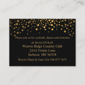 Stijlvolle Gold Confetti-Stippen op zwart Informatiekaartje (Achterkant)