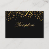 Stijlvolle Gold Confetti-Stippen op zwart Informatiekaartje (Voorkant)