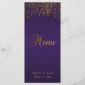 Stijlvolle Gold Confetti Stippen | PAARS Menu (Achterkant)