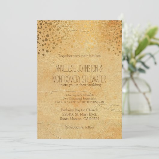 Stijlvolle Gold Confetti Stippen |  uitnodiging (Staand voorkant)