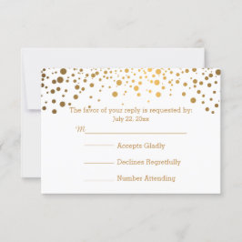 Stijlvolle Gold Confetti Stippen | wit RSVP Kaartje