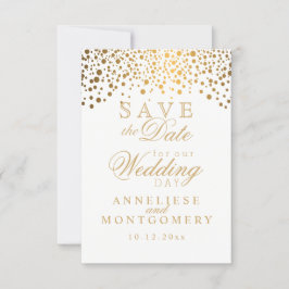 Stijlvolle Gold Confetti Stippen | wit Save The Date