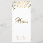 Stijlvolle Gold Confetti Stippen | Witte achtergro Menu (Achterkant)