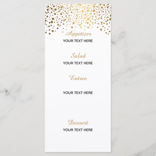 Stijlvolle Gold Confetti Stippen | Witte achtergro Menu (Voorkant)