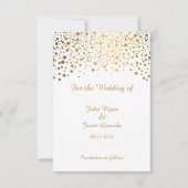 Stijlvolle Gold Confetti Stippen | Witte achtergro Save The Date (Voorkant)