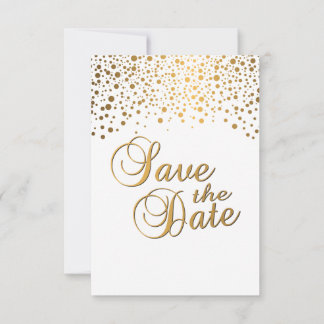 Stijlvolle Gold Confetti Stippen | Witte achtergro Save The Date
