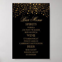 Stijlvolle Gold Confetti Stippen | Zwart - menu Ba