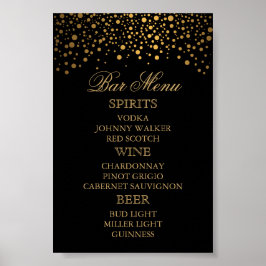Stijlvolle Gold Confetti Stippen | Zwart - menu Ba Poster