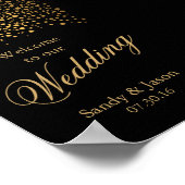 Stijlvolle Gold Confetti Stippen | Zwart Poster (Hoek)