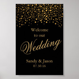 Stijlvolle Gold Confetti Stippen | Zwart Poster