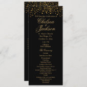 Stijlvolle Gold Confetti Stippen | Zwart - program Programmakaart (Voorkant / Achterkant)