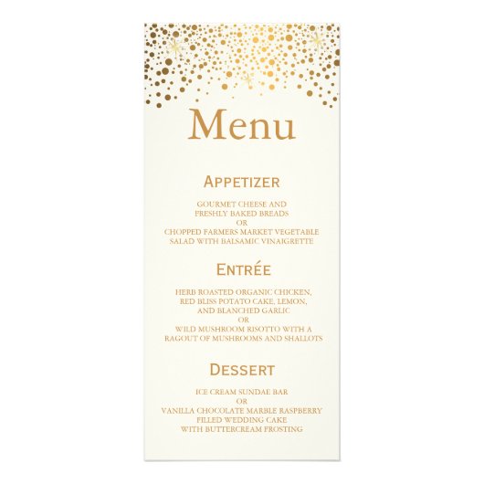 Stijlvolle Gold Foil Confetti Stippen - Menu (Voorkant)