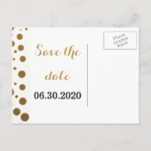 Stijlvolle Gold Foil Confetti Stippen | Save the d Aankondigingskaart (Achterkant)
