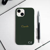 Stijlvolle Gold & Forest Groene Monogram Telefoon Case-Mate iPhone Case
