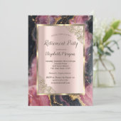 Stijlvolle Gold Glitter Black Bourgogne Pensioen Kaart (Staand voorkant)