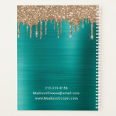 Stijlvolle Gold Glitter Drip Green Afspraken Planner (Achterkant)