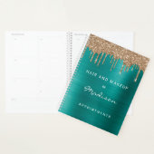 Stijlvolle Gold Glitter Drip Green Afspraken Planner (Display)