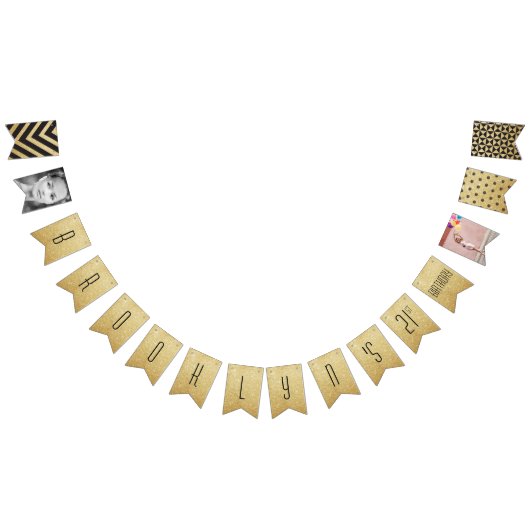 Stijlvolle Gold Glitter Foto & 21ste verjaardag Ba Vlaggetjes (Alle)