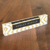 Stijlvolle Gold Glitter Modern Premium Luxe look Naambordje (Zijkant)