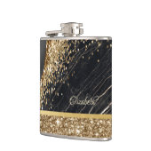 Stijlvolle Gold Glitter Sequins Black Marble Heupfles (Links)