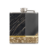 Stijlvolle Gold Glitter Sequins Black Marble Heupfles (Achterkant)