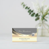 Stijlvolle Gold Grey met Logo en Sparkly Diamond Visitekaartje (Staand voorkant)